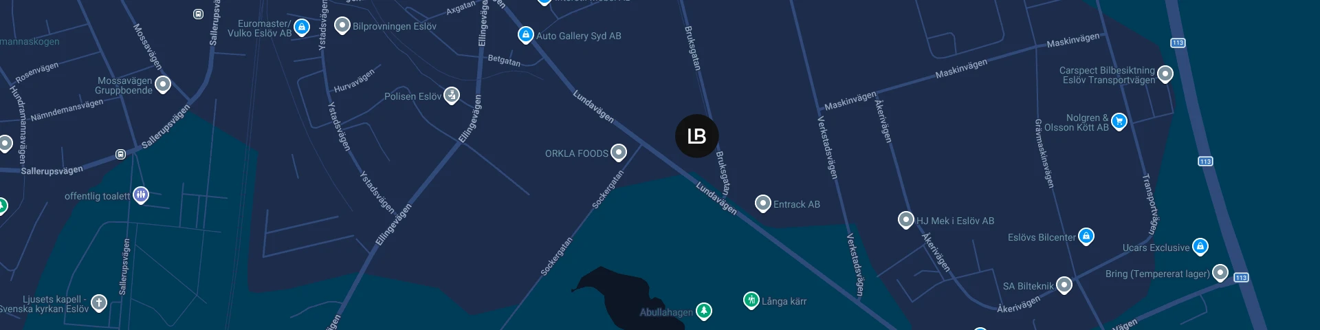 Karta till Lindahls Bil i Eslöv